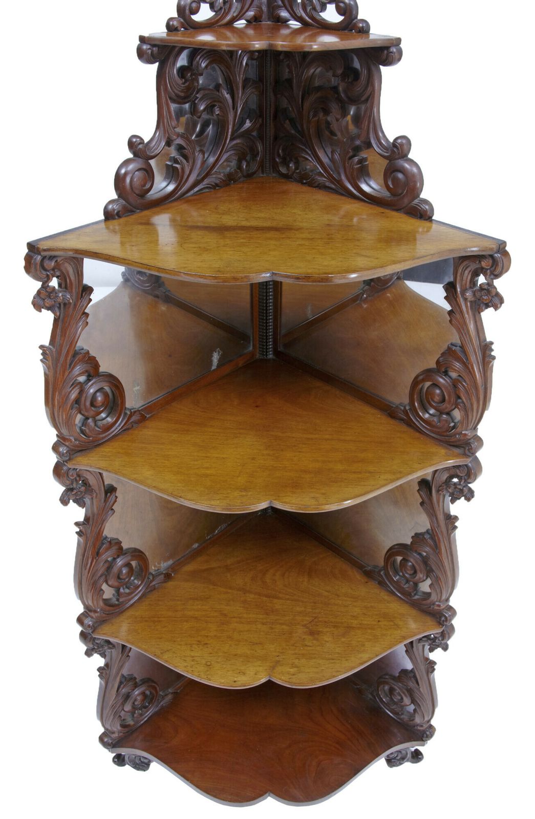 19th Century Carved Mahogany Victorian Mirrored Whatnot photo furniture