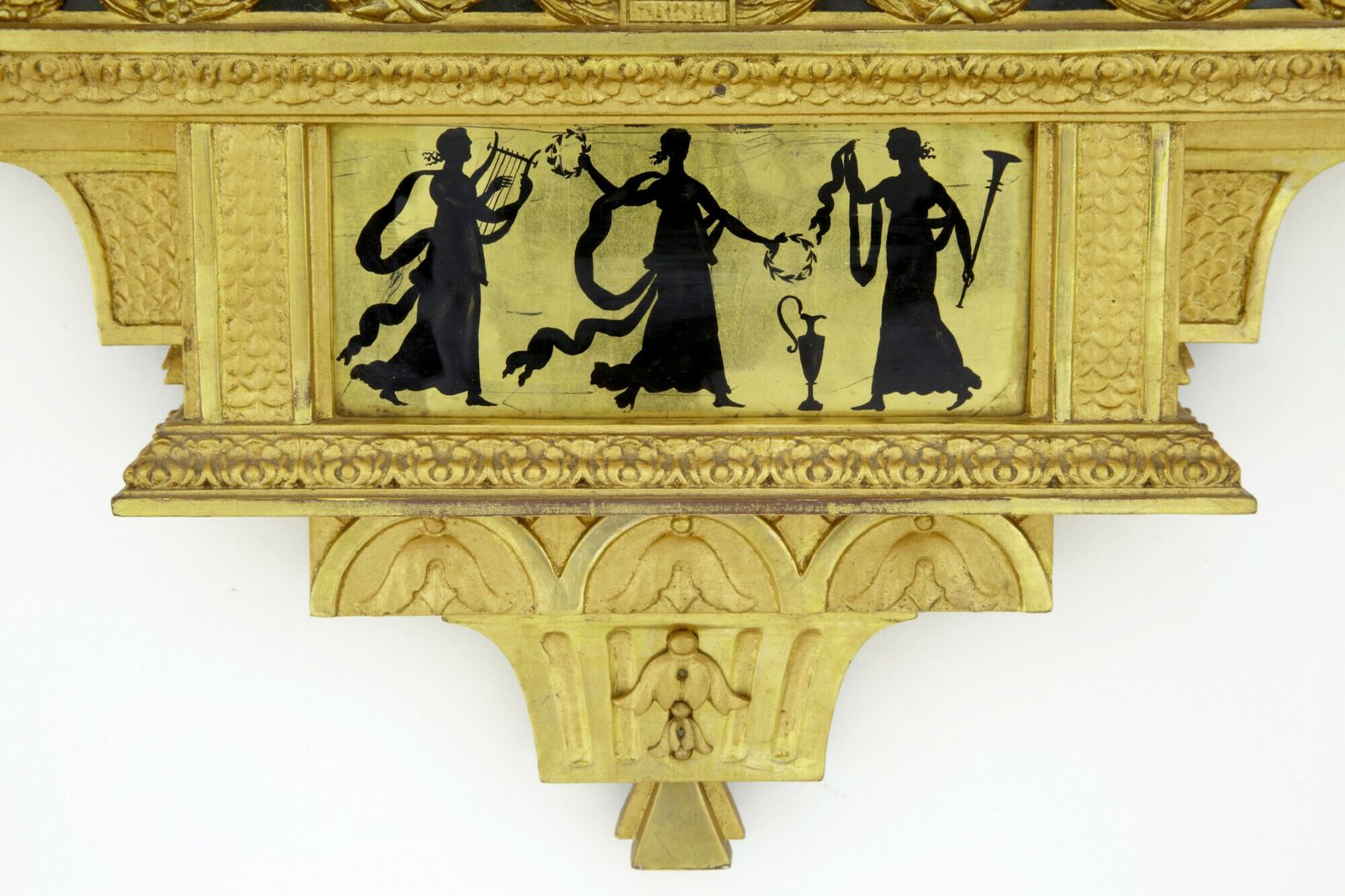 19th Century Swedish Gilt And Eglomise Ornate Wall Clock photo Home Decor