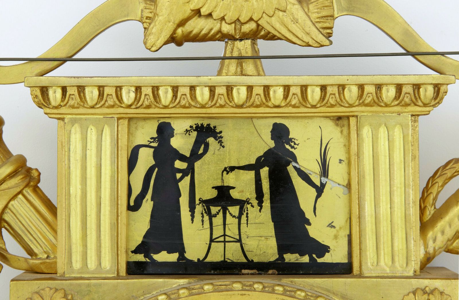 19th Century Swedish Gilt And Eglomise Ornate Wall Clock photo vintage