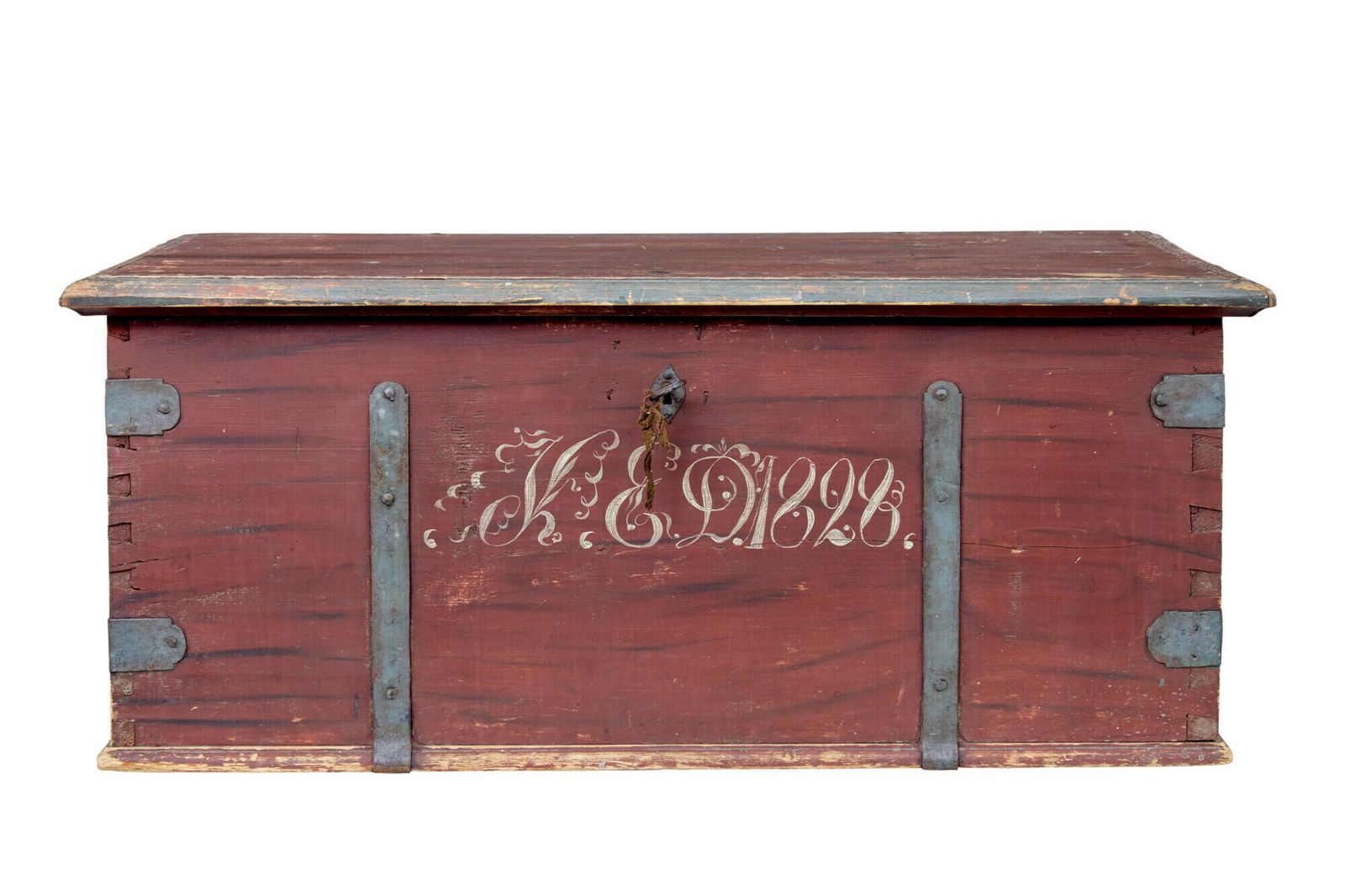 Early 19th Century Painted Pine Blanket Box photo vinterior