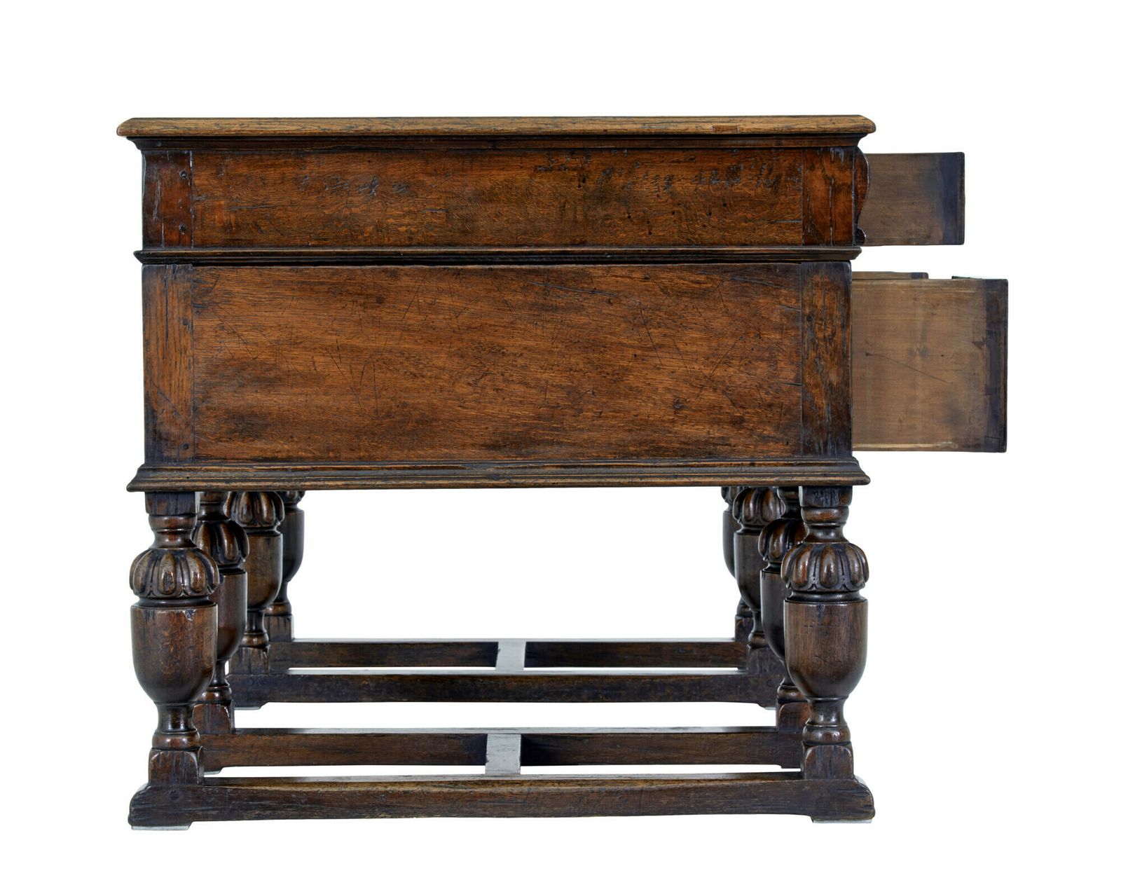 Victorian Late 19th Century Carved Oak Pedestal Desk photo Furniture