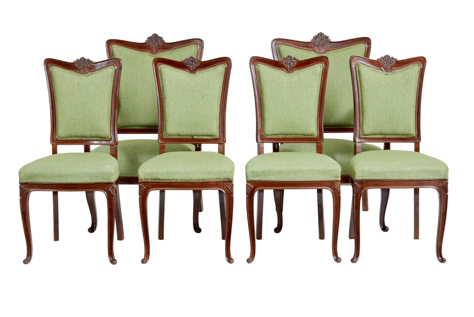 Set Of 6 Mid 20th Century Carved Dining Chairs