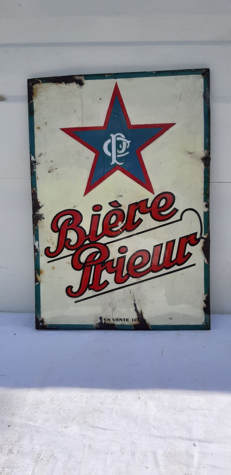 Enamel Sign Beer Prieur, 1930s photo furniture