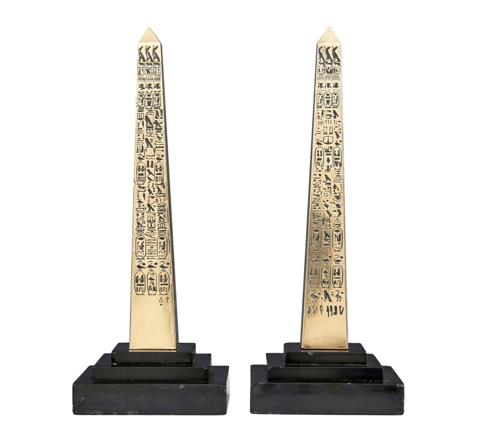 Pair Of Egyptian Revival Desktop Brass Obelisks photo Home Decor