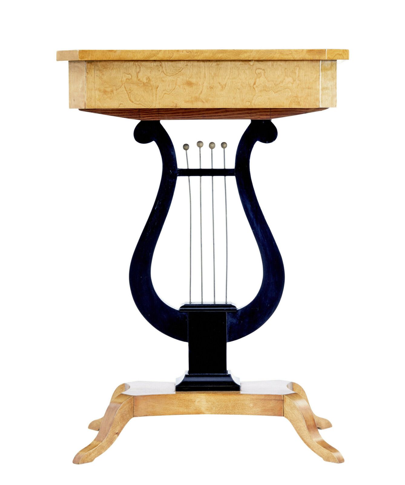 19th Century Inlaid Birch Lyre Form Occasional Table photo buy