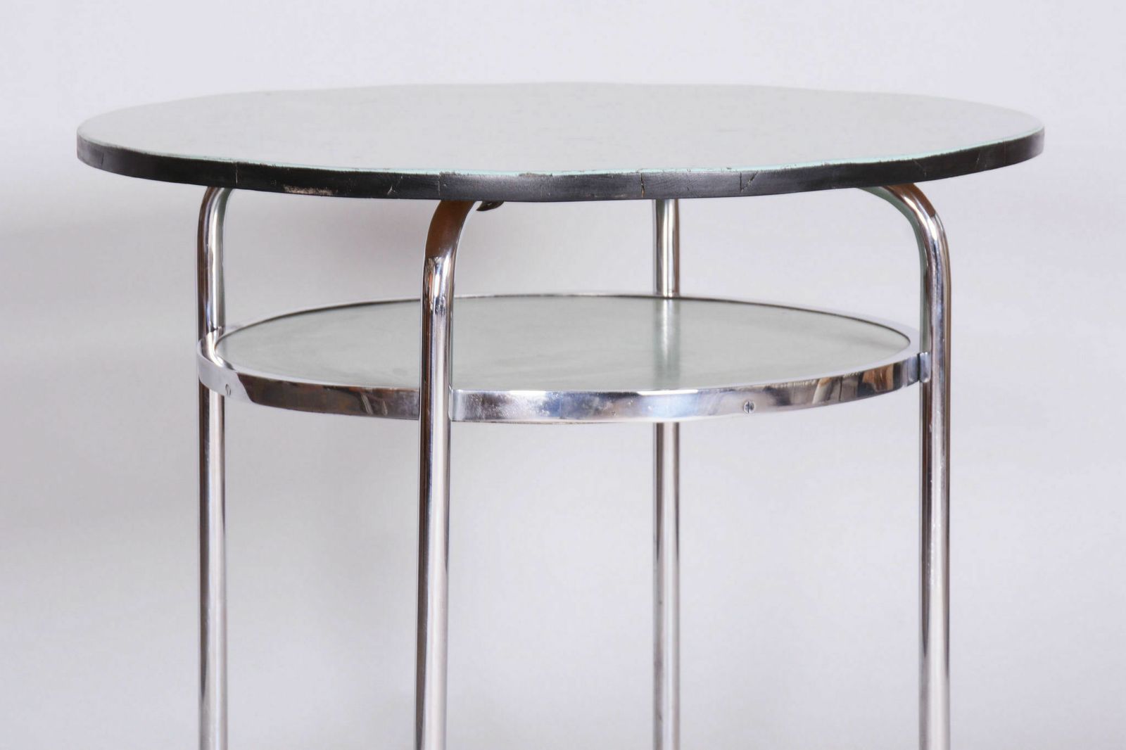 Restored Bauhaus Small Round Table, Chrome, Revived Polish, Czechia, 1930s photo for sale