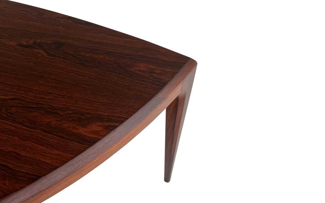 Danish 1950s Large Johannes Andersen Rosewood Demilune 3 Legged Coffee Table photo for sale