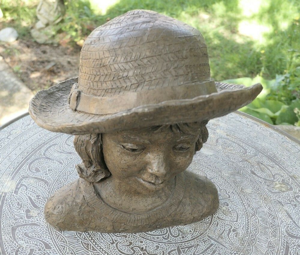 Artist’s Model Bust Of A Young Girl In A Panama Hat, Not Signed photo furniture