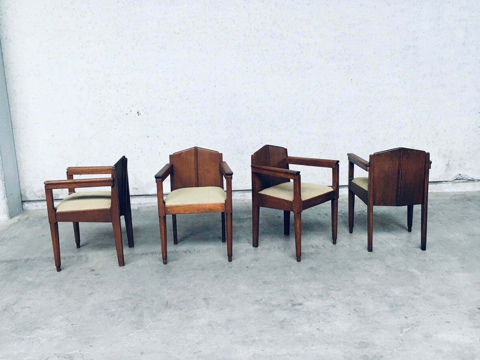 1910's Dutch Modernism Design Amsterdam School Dining Chair Set photo furniture