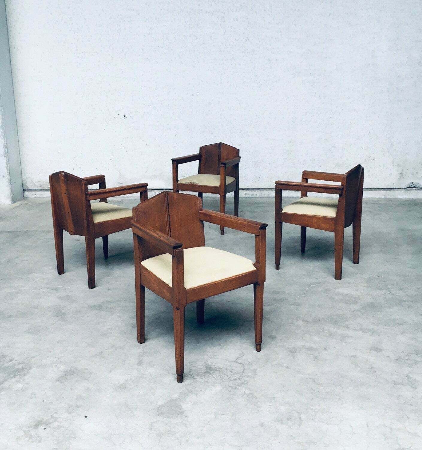 photo vintage 1910's Dutch Modernism Design Amsterdam School Dining Chair Set