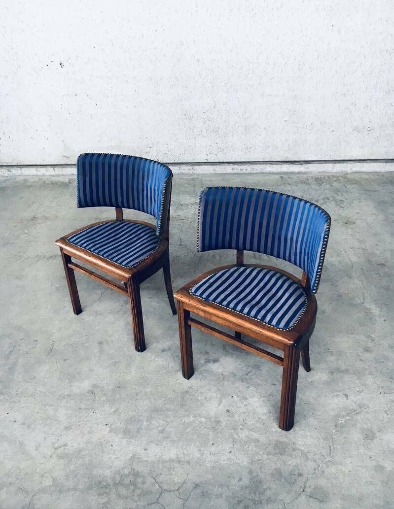 Art Deco Curved Back Side Chair Set, France 1930's photo for sale
