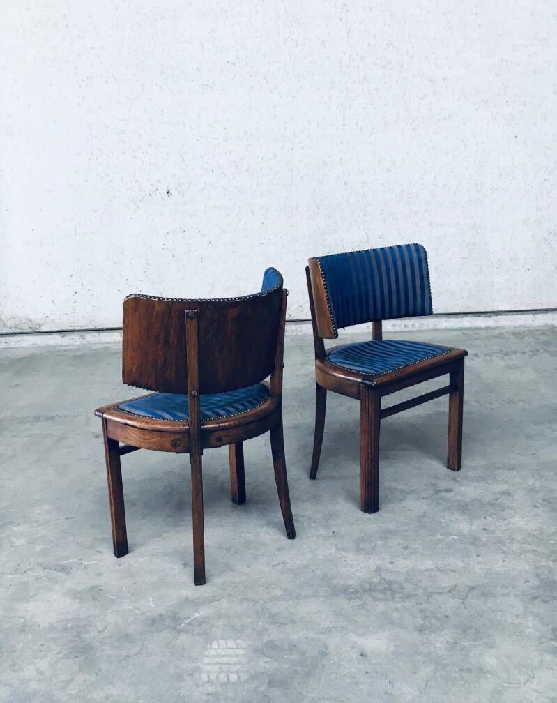 photo furniture Art Deco Curved Back Side Chair Set, France 1930's