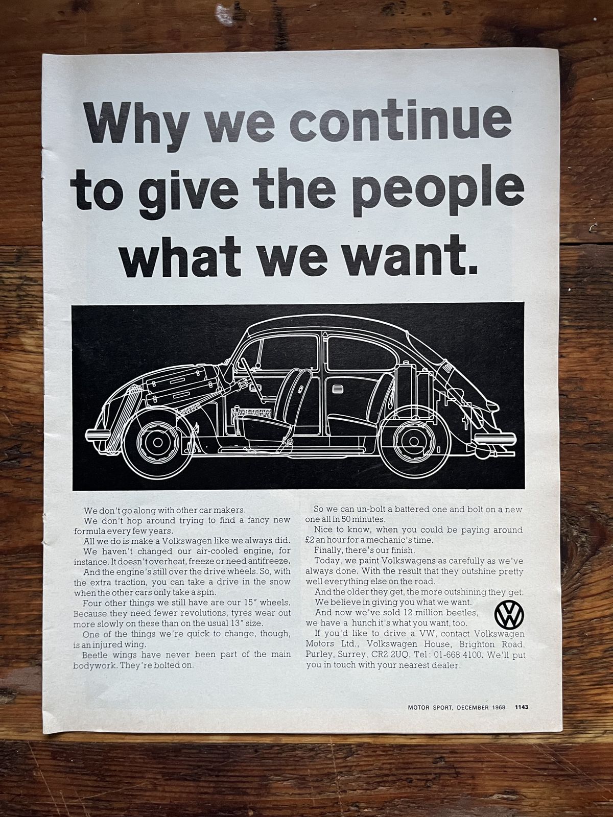 Original Volkswagen Advertising Print 1960s