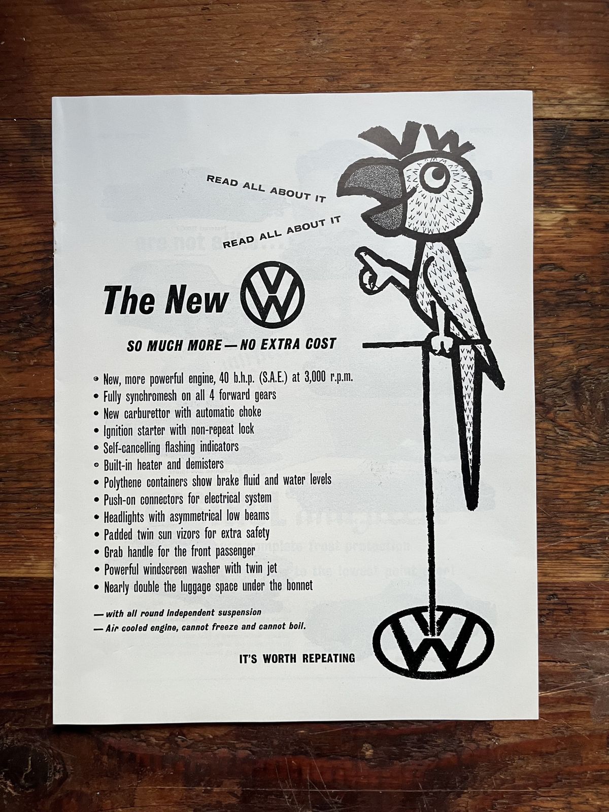 Original Volkswagen Advertising Print 1960s