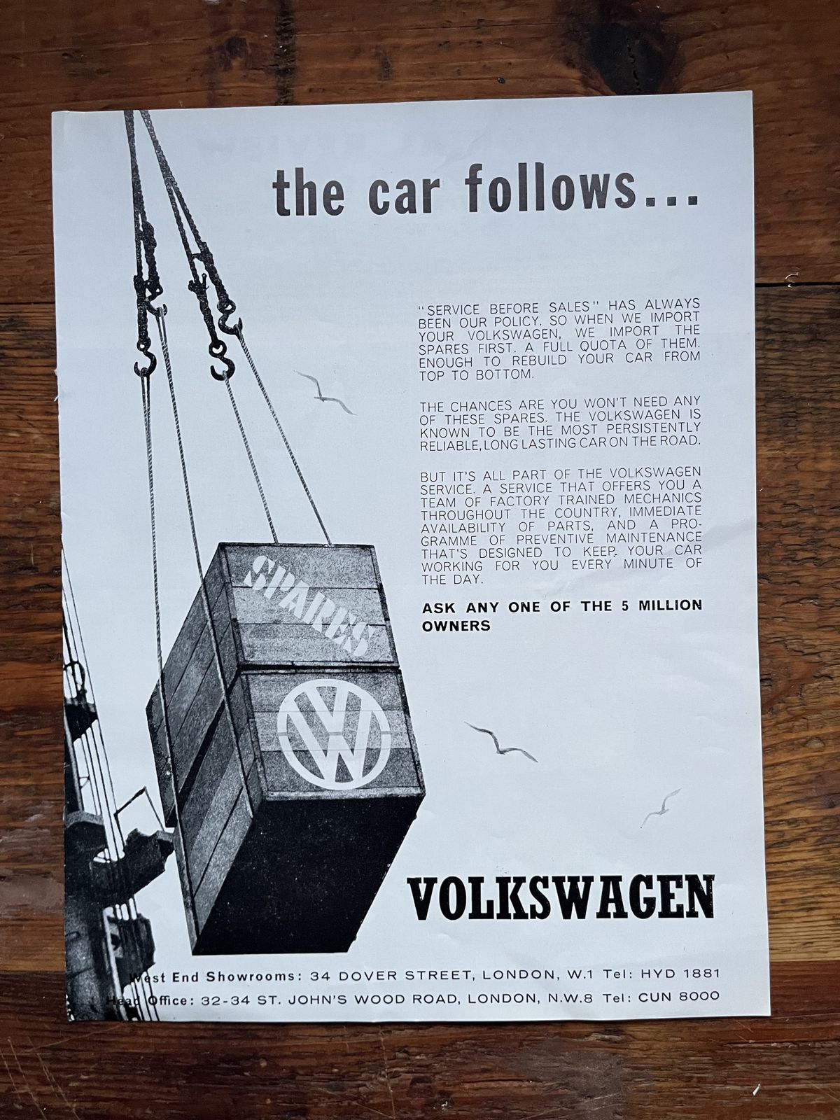 Original Volkswagen Advertising Print 1960s