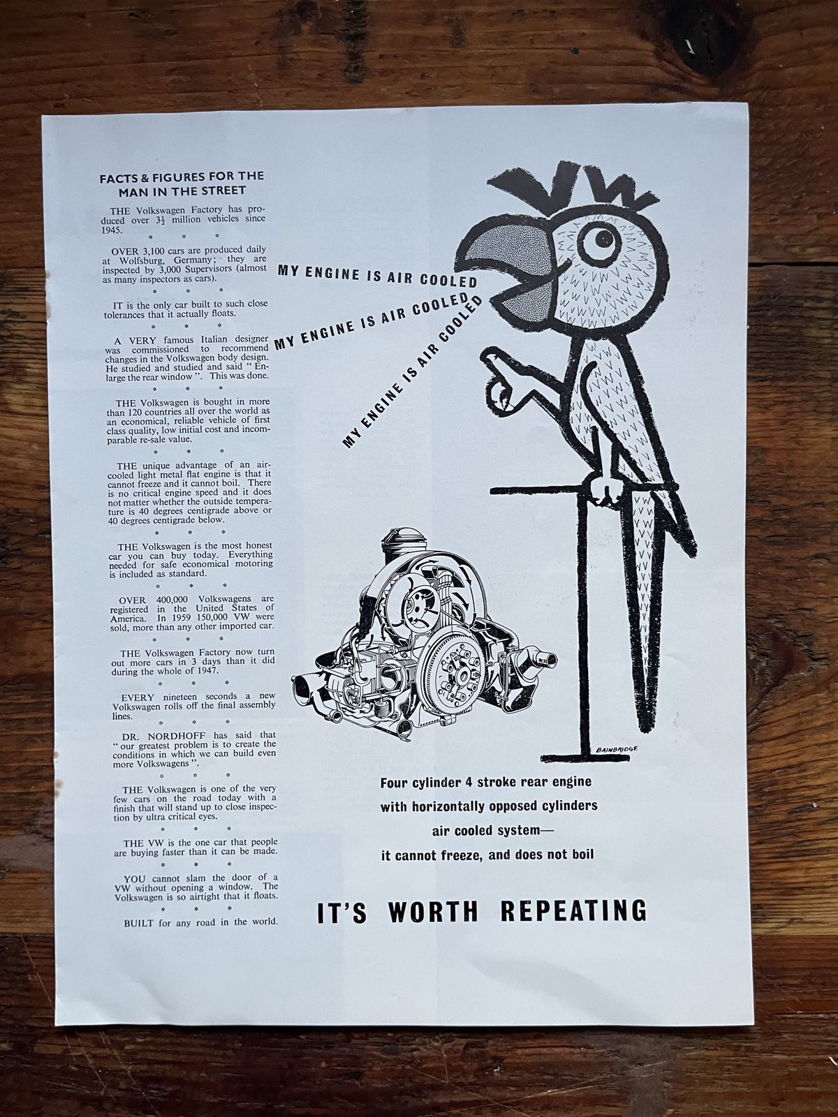 Original Volkswagen Advertising Print 1960s