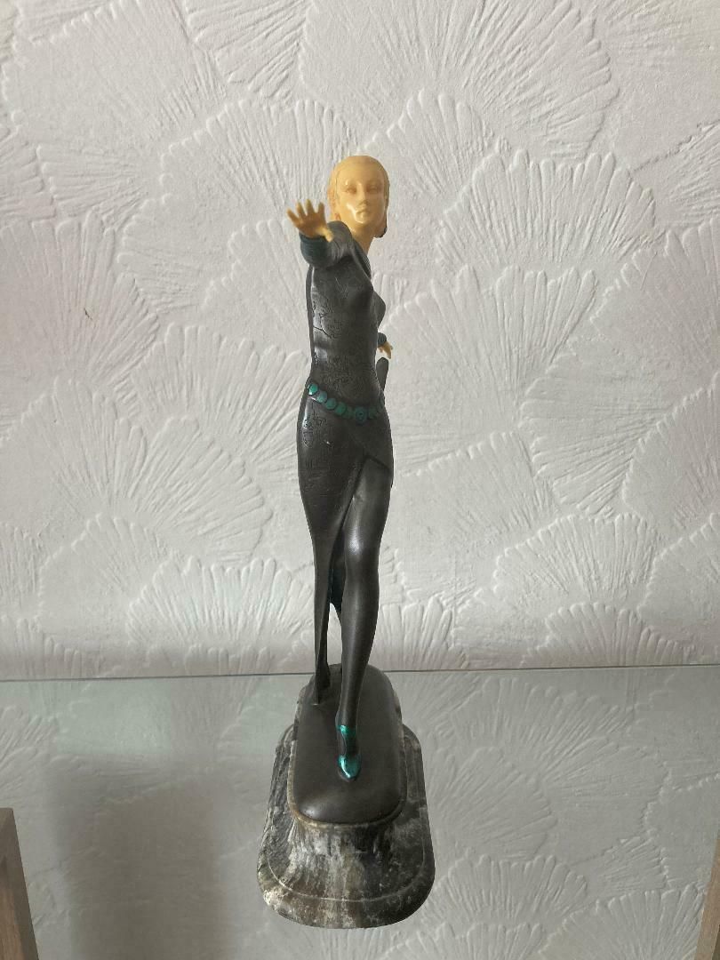 Stunning Lorenzl Art Deco Dancing Lady Bronze Art Sculpture Statue photo furniture