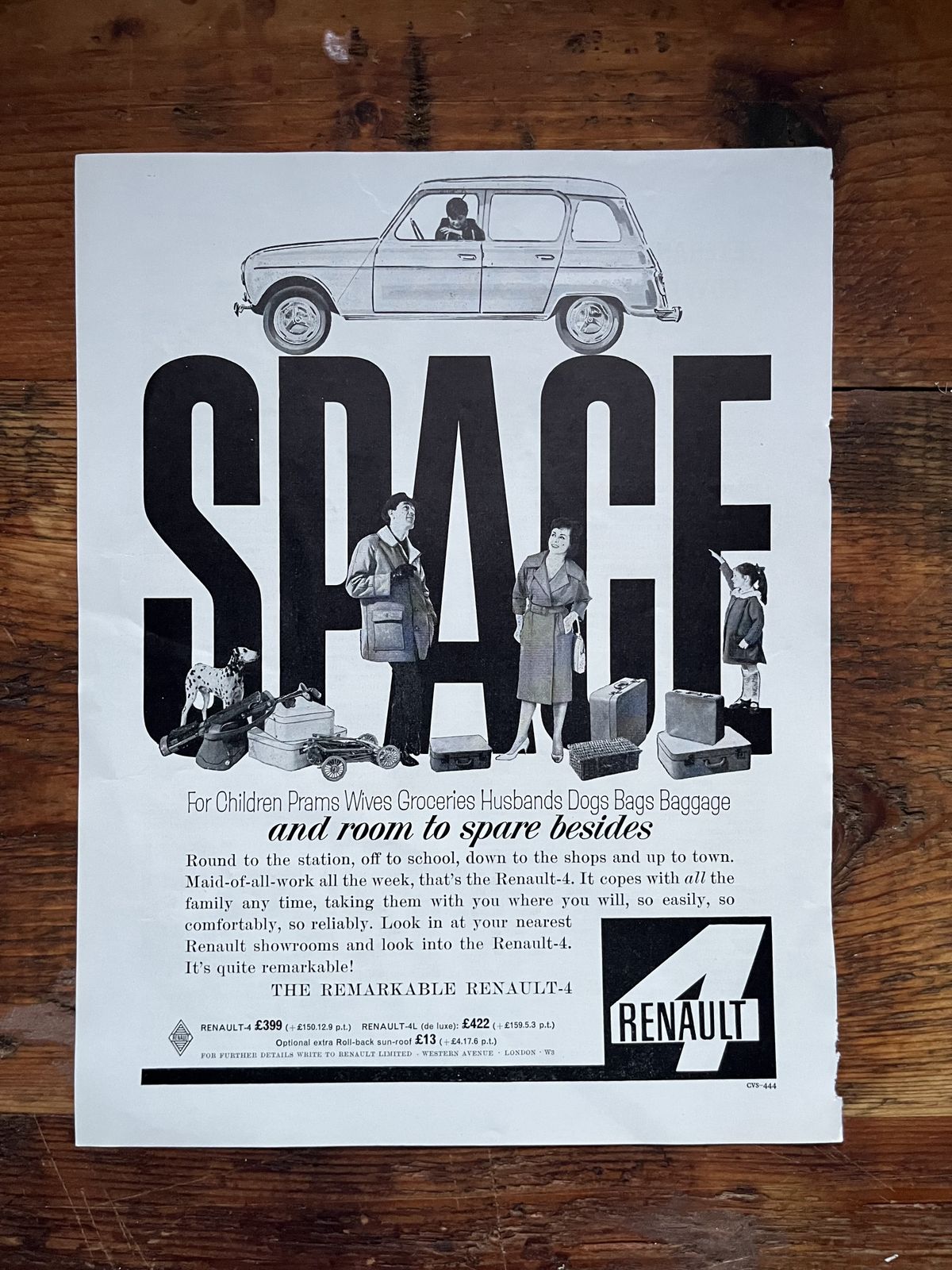 Original Renault 4 Advertising Print 1960s