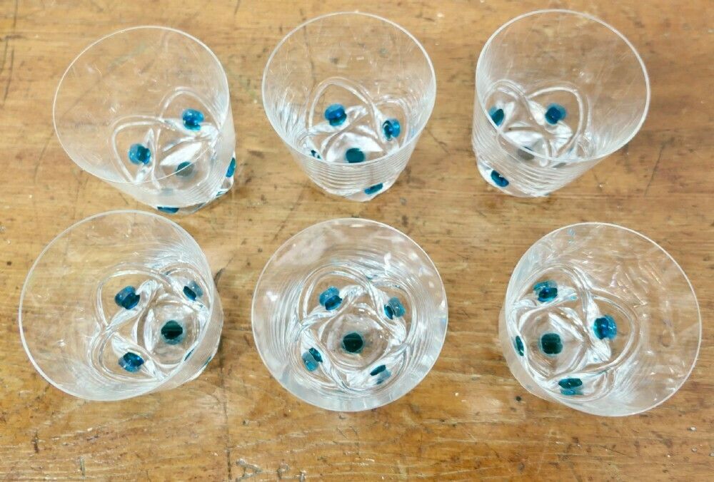 Lalique Floride Turquoise Crystal Set Of 6 Whiskey Tumblers And Assiette photo furniture