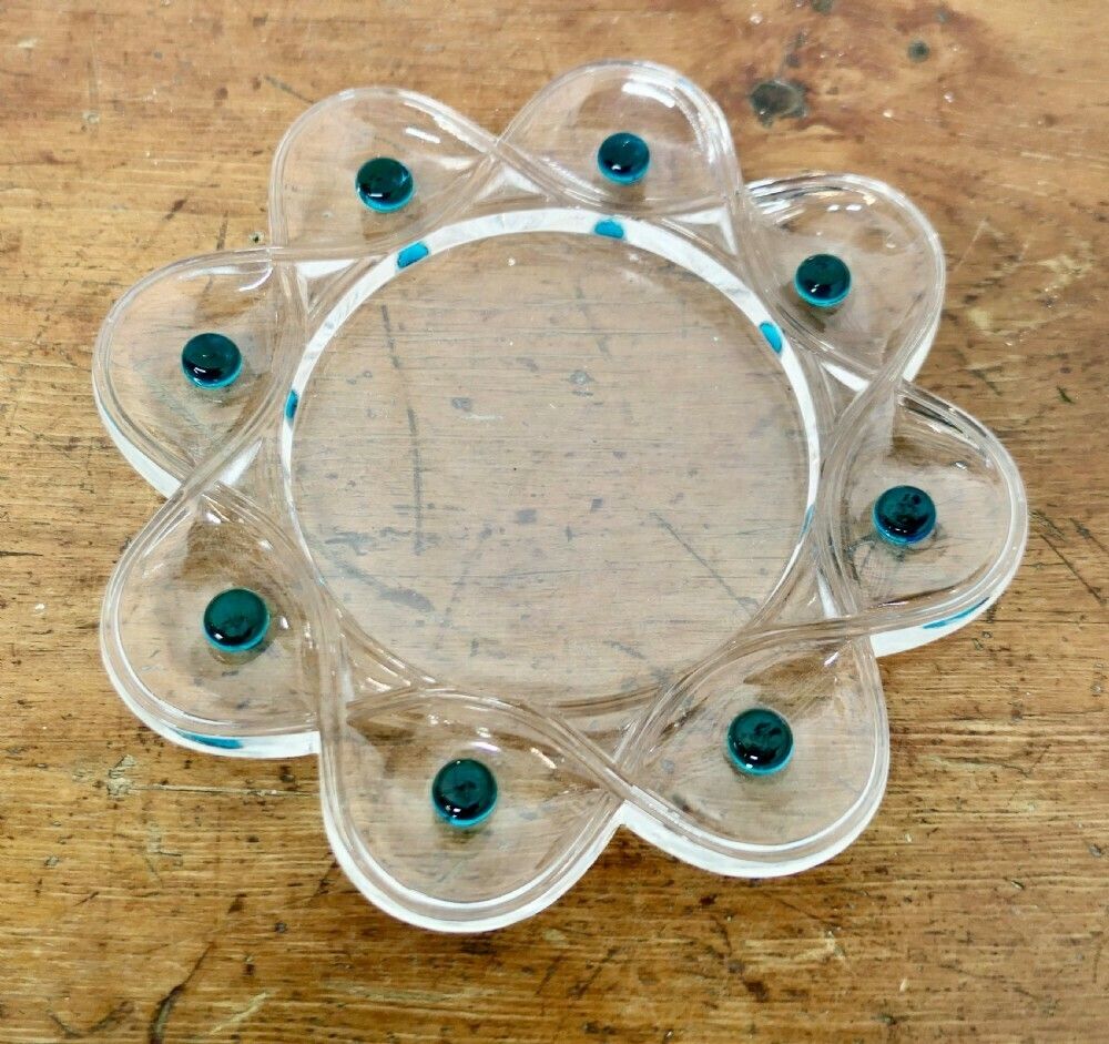 photo furniture Lalique Floride Turquoise Crystal Set Of 6 Whiskey Tumblers And Assiette