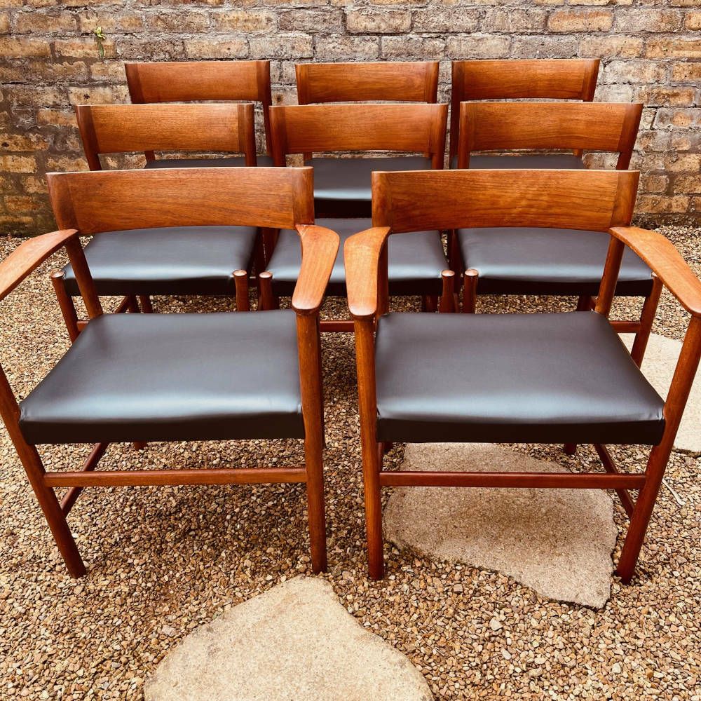 Rare Set Of Six 'Model 9' & Two 'Model 10' Dining Chairs By Arne Halvorsen For L. Jacobsen Møbelsnekkeri