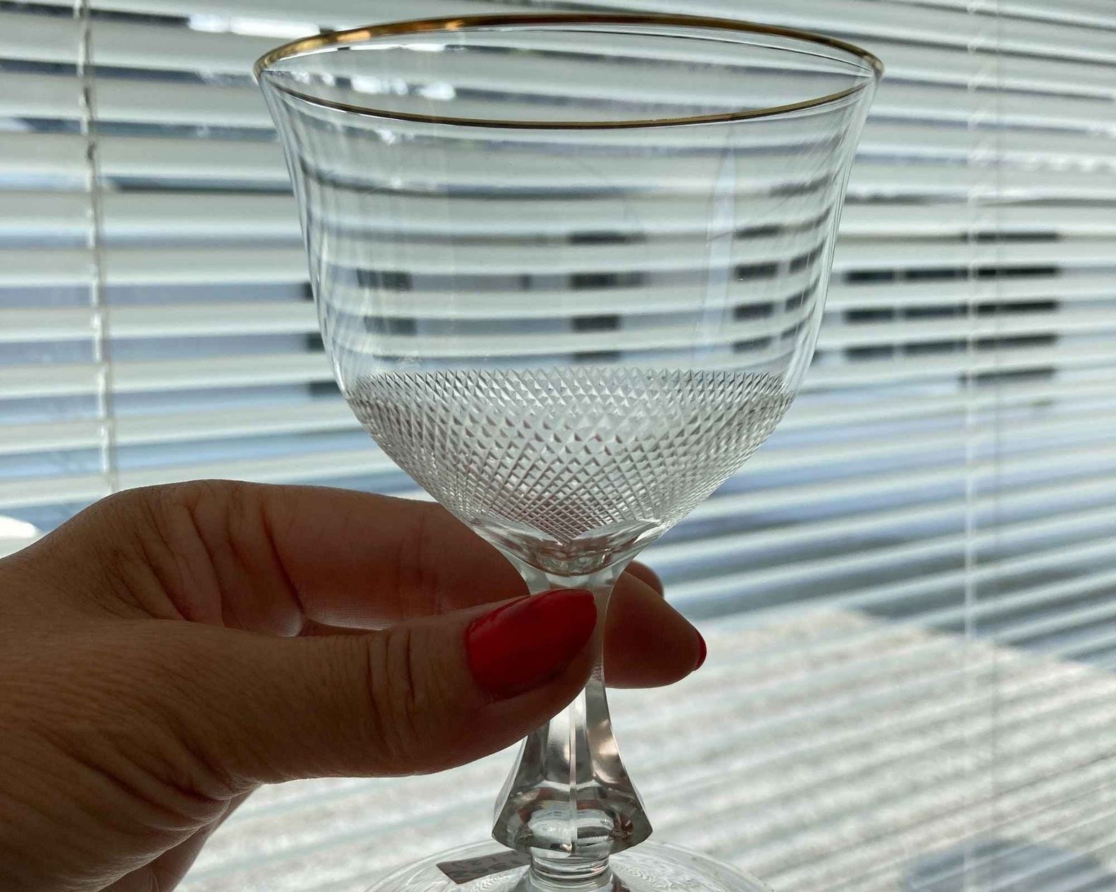 Moser Lloyd Wine Glasses | Crystalcut | Wine Goblets | 6pcs | 24k Gold Trim photo vintage