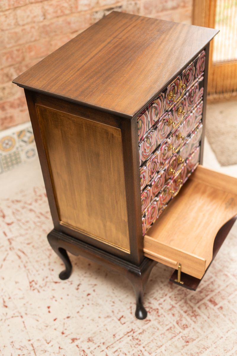 Hand Painted Chest Of Drawers With One Off Roses Design photo furniture