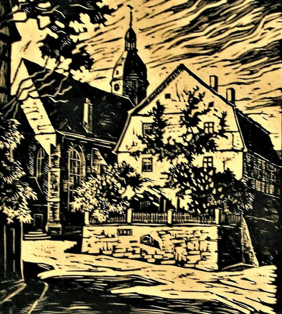 A Cold Autumn Day, Beautiful Old Engraving
