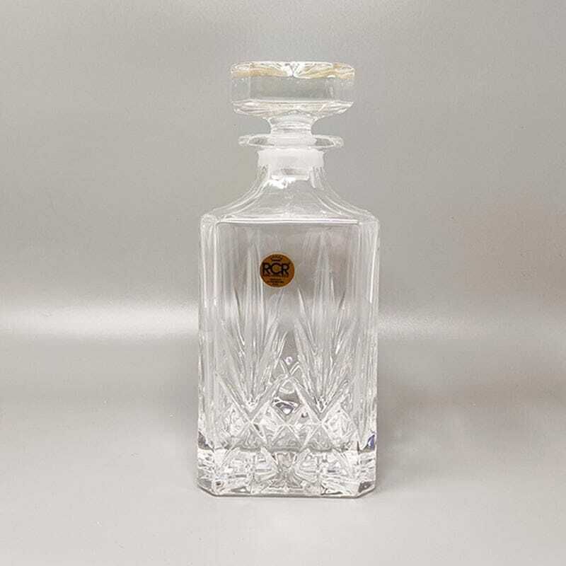 1970s Gorgeous Crystal Decanter With 2 Crystal Glasses By Rcr. Made In Italy photo 342.0