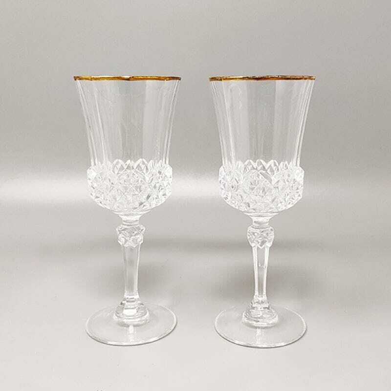 1970s Gorgeous Crystal Decanter With 2 Crystal Glasses By Rcr. Made In Italy photo vinterior