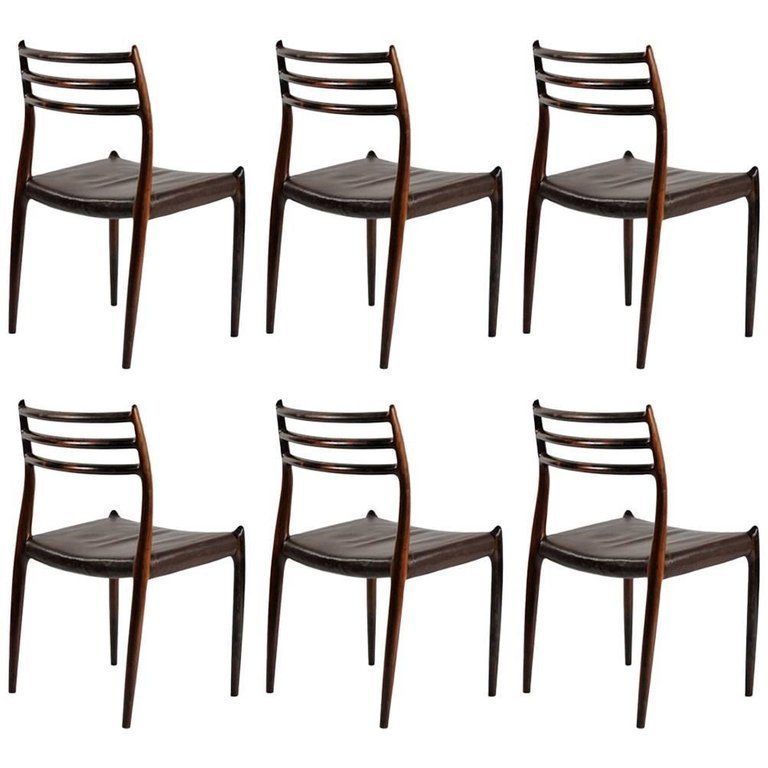 N. O. Moller Six Fully Restored Rosewood Dining Chairs Including Custom Reupholstery