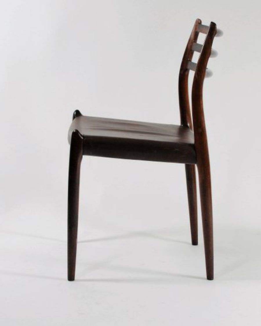 N. O. Moller Six Fully Restored Rosewood Dining Chairs Including Custom Reupholstery photo for sale