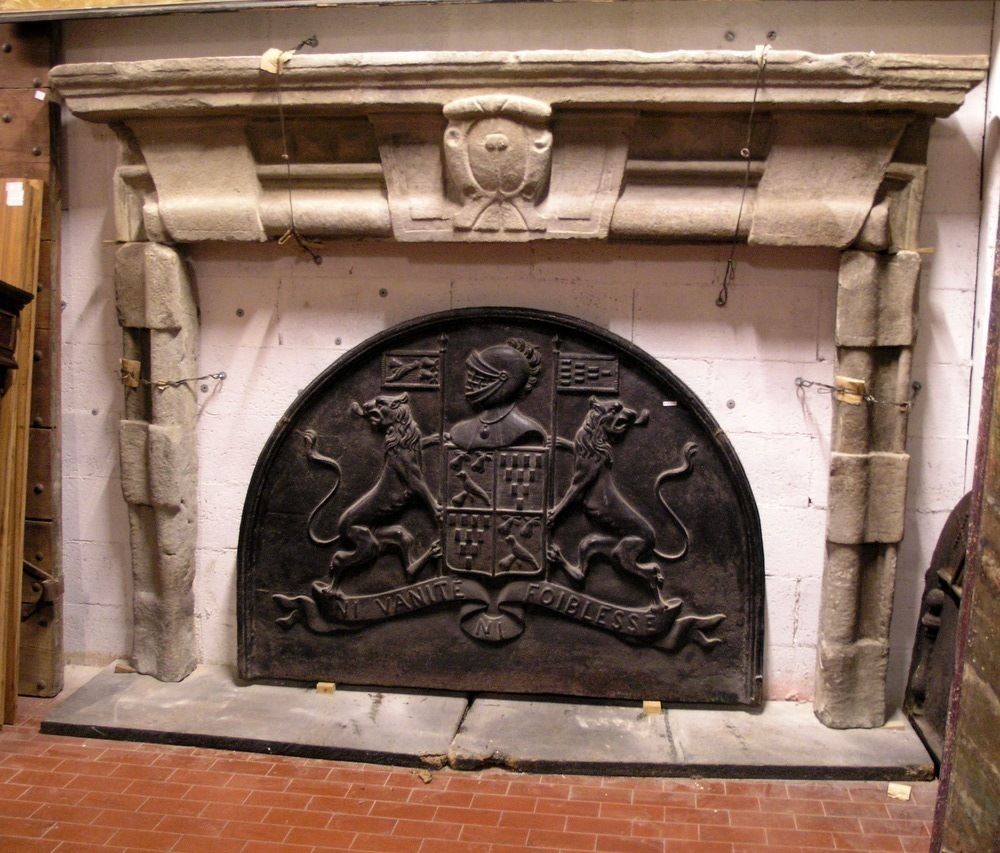 Antique Pietra Serena Stone Mantel Fireplace