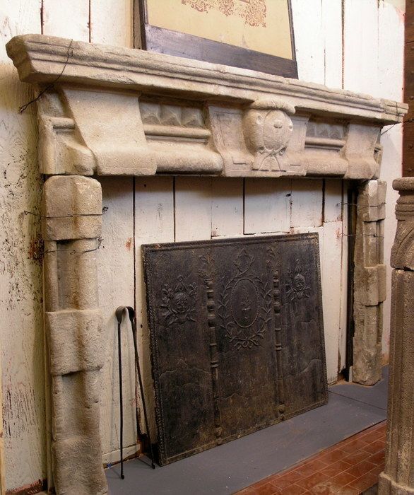 Antique Pietra Serena Stone Mantel Fireplace photo for sale