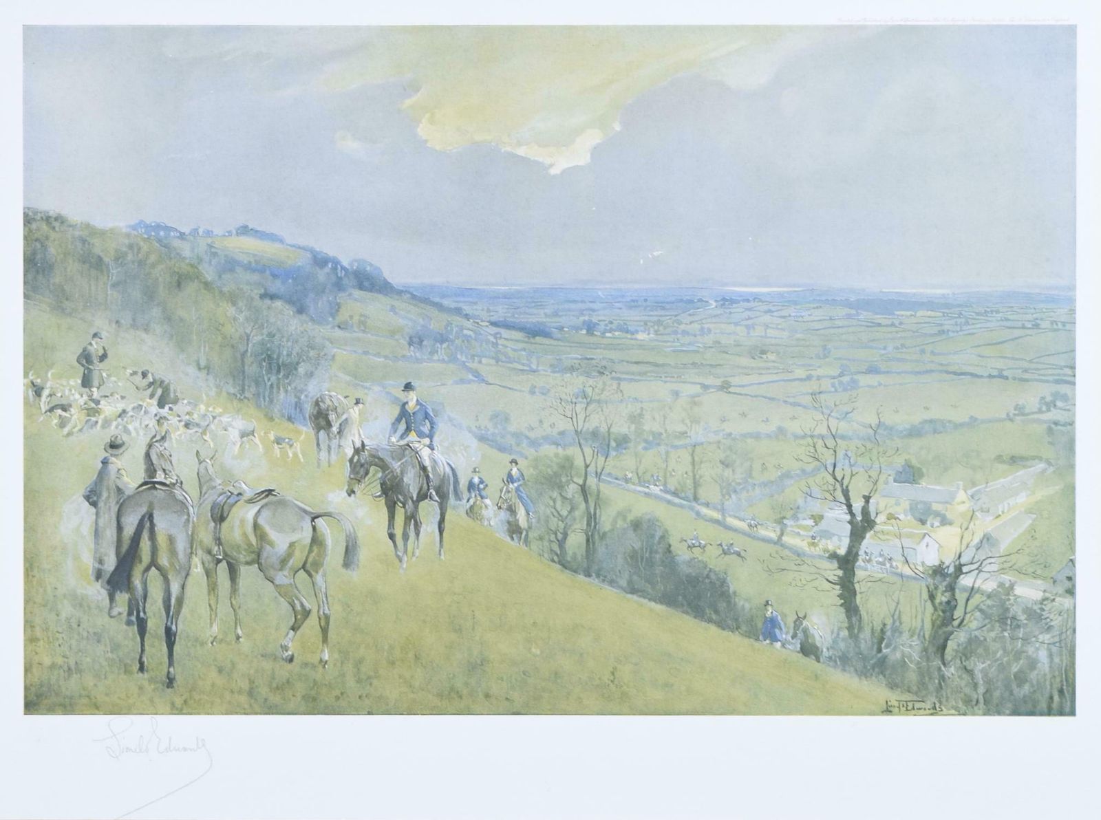 Lionel Edwards The Beaufort Hunt Above The Sodbury Vale Hunting Print By Lionel Edwards