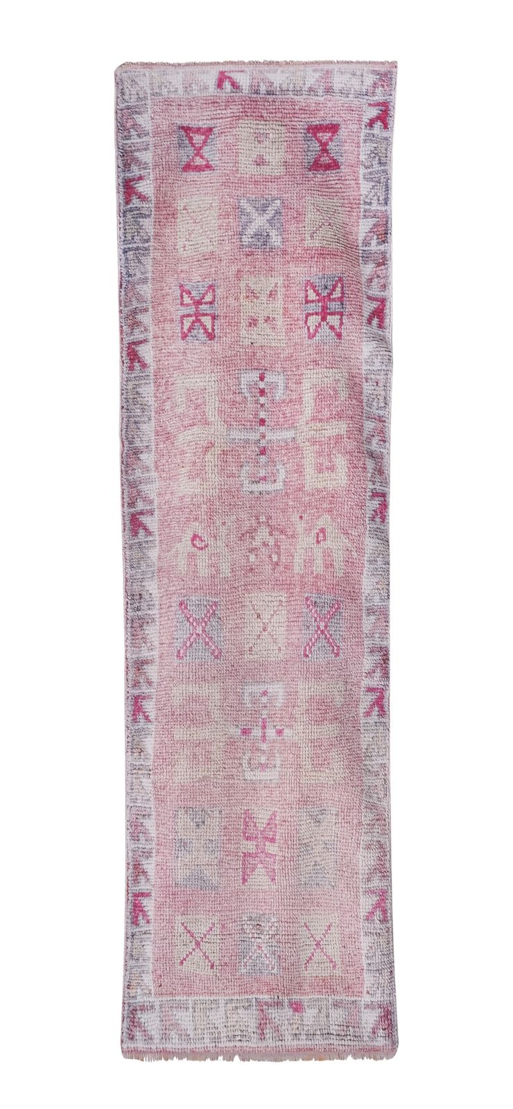1960s Vintage Faded Turkish Herki Runner 2'10'' X 9'9''