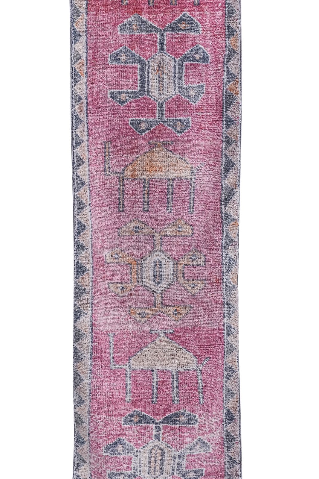 1960s Vintage Faded Turkish Herki Runner Rug 2'11'' X 10'8'' photo for sale