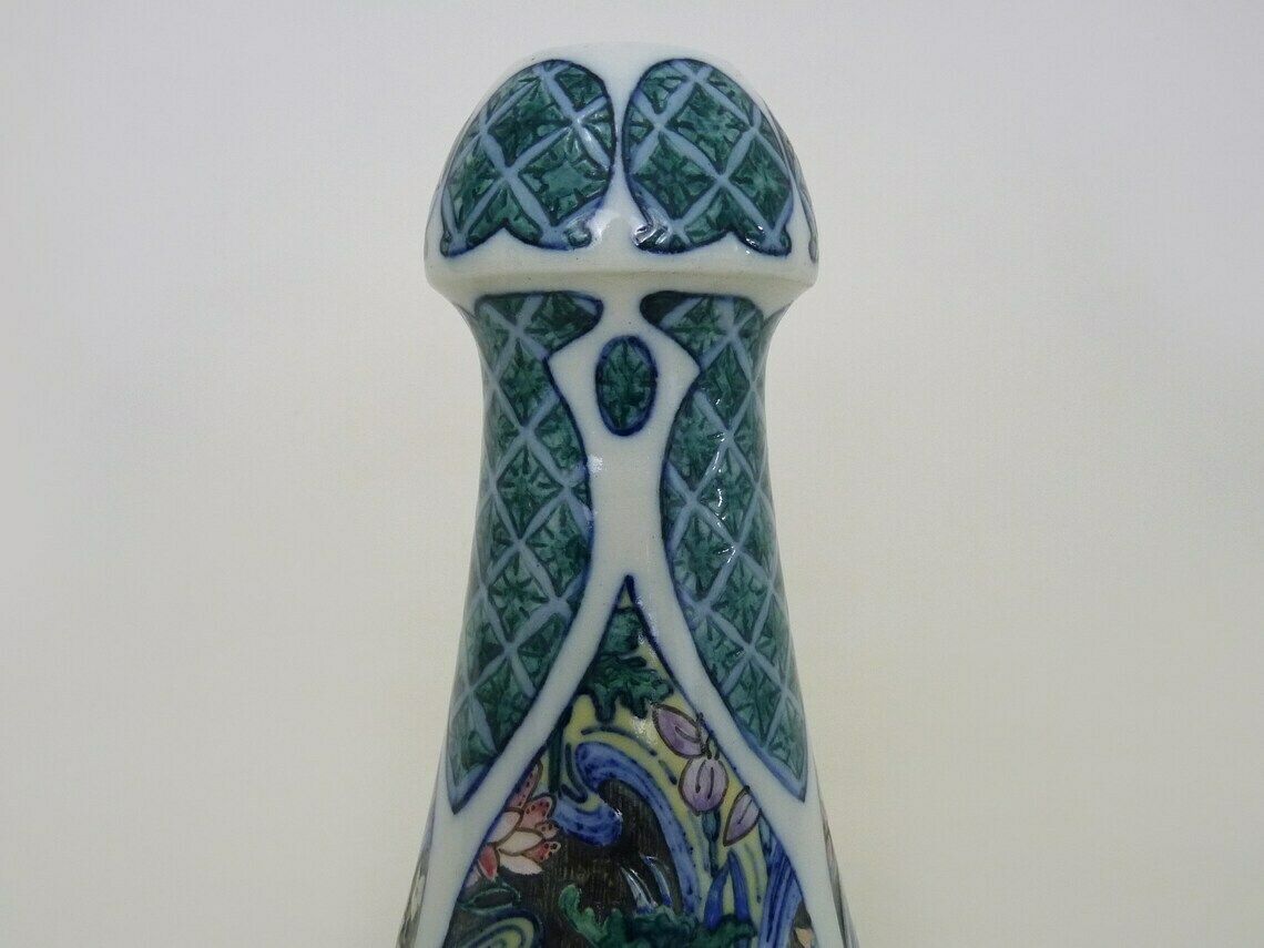 Rare Art Nouveau Vase Signed H Gillieron Floral Decoration In Earthenware. photo Home Decor