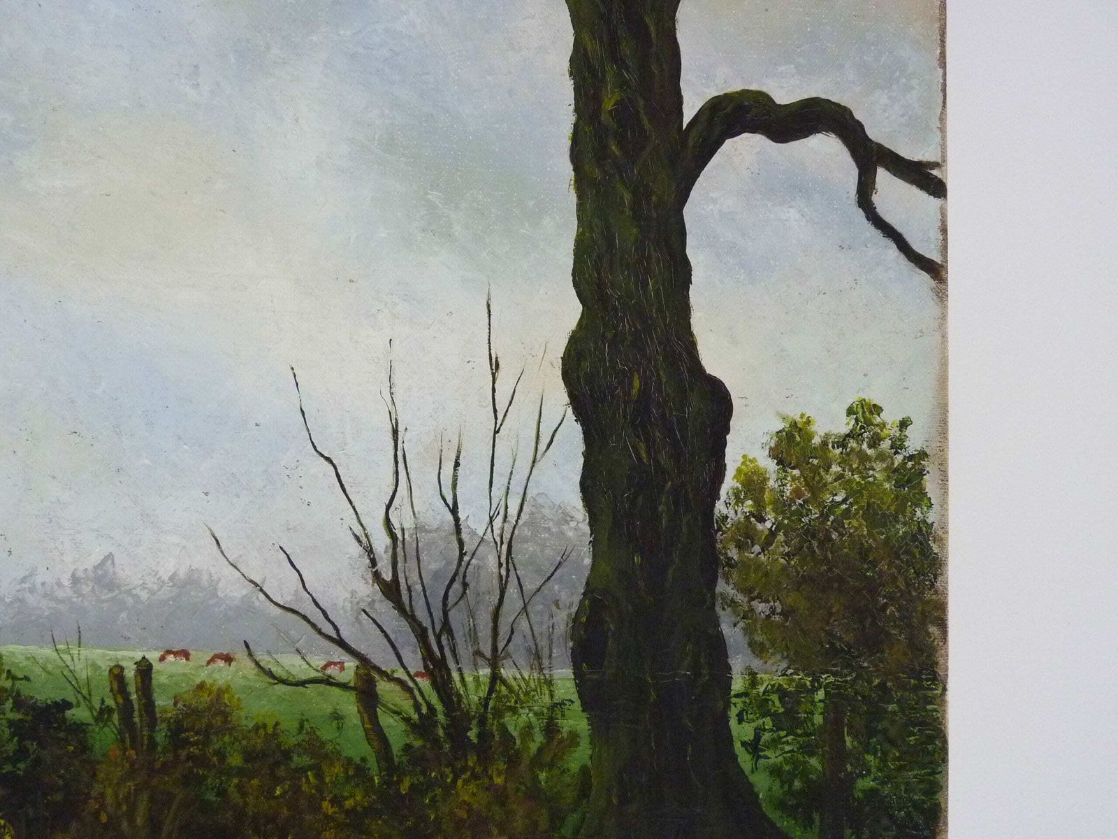Huile sur toile, village de Jan Van Dooren, paysage d'automne. Signée photo Art