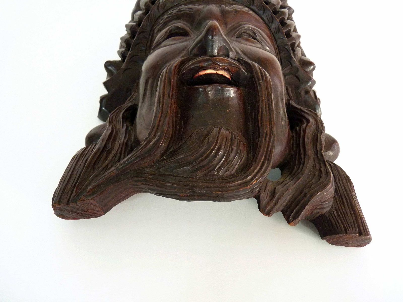 Ancient Chinese Mask In Carved Rosewood. 1st Half Of The 20th Century photo Art