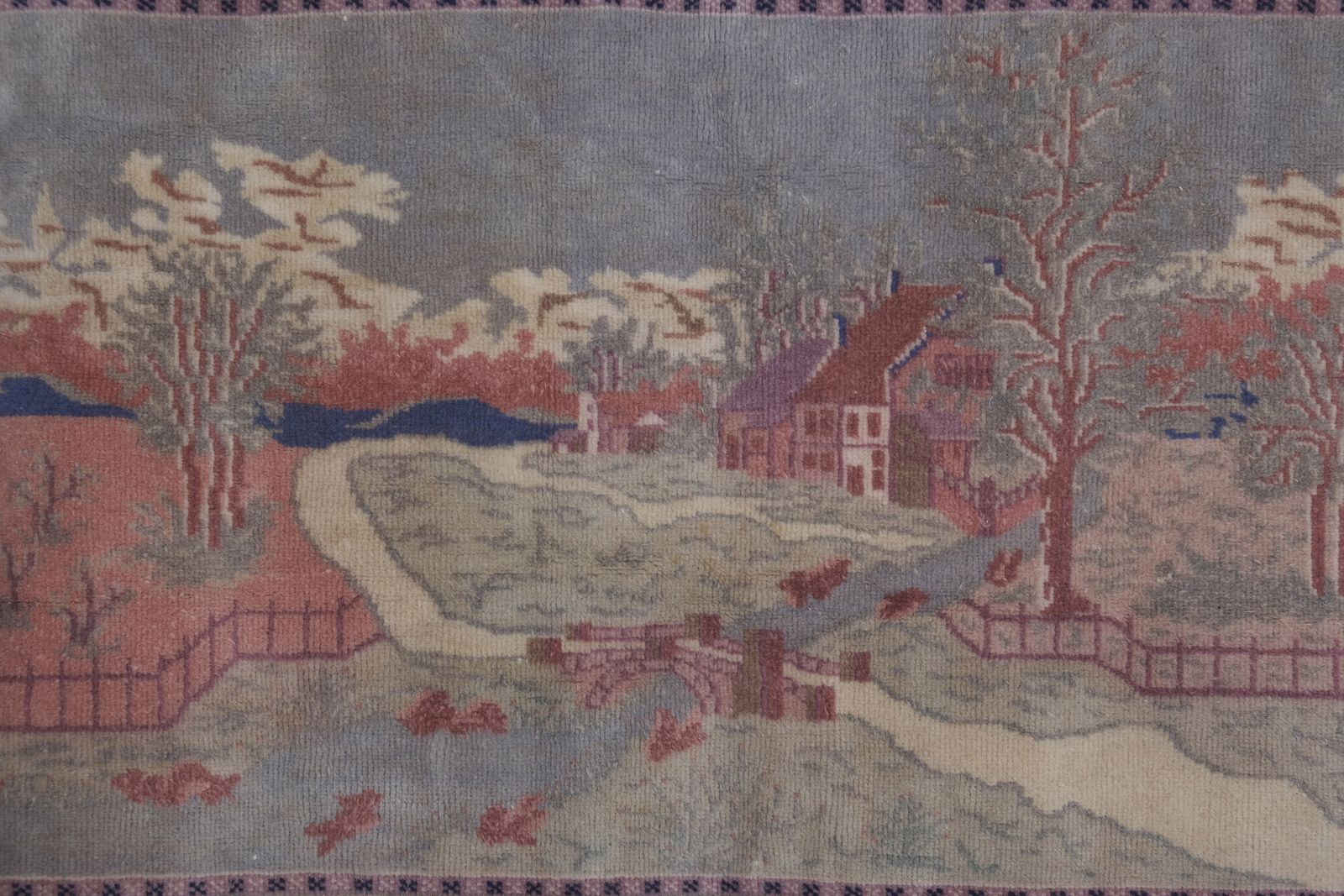 Vintage Village Pictorial Wall Hanging Tapestry 3'6'' X 5'5'' photo 440.0