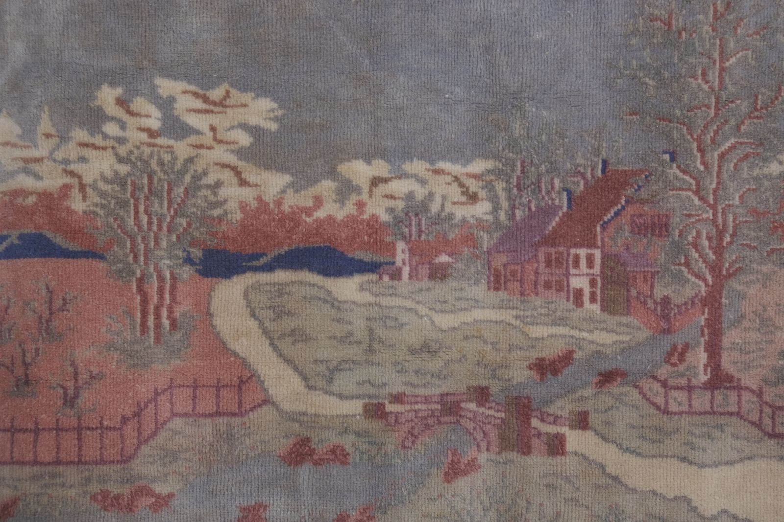 440.0 Vintage Village Pictorial Wall Hanging Tapestry 3'6'' X 5'5'' photo