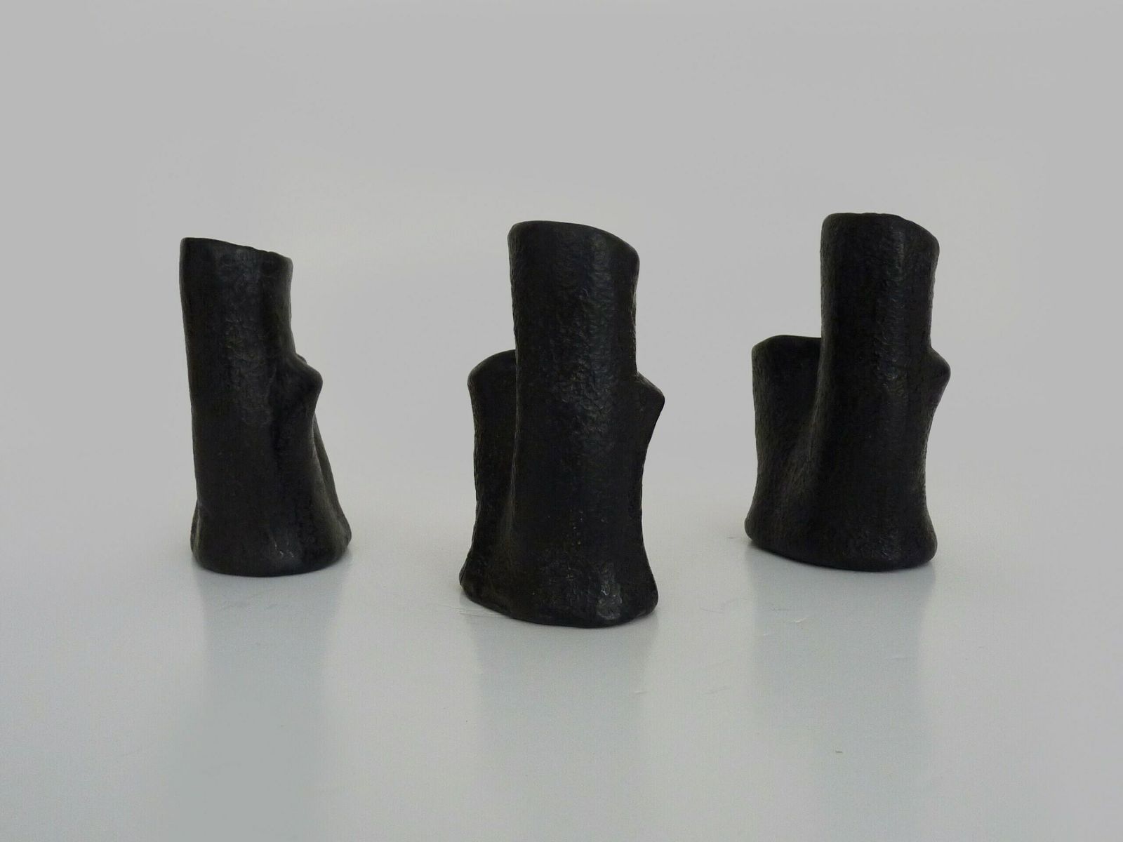 Trio Of Ceramic Vases In The Shape Of Tree Trunks, Signed And Numbered photo 197.6