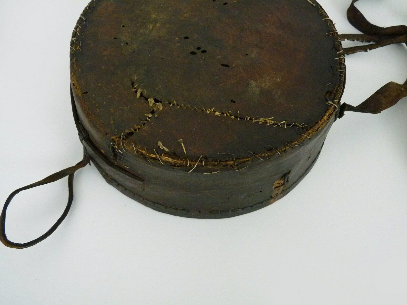 photo for sale Old Tuareg Pantry From Mauritania Leather And Woven Wicker