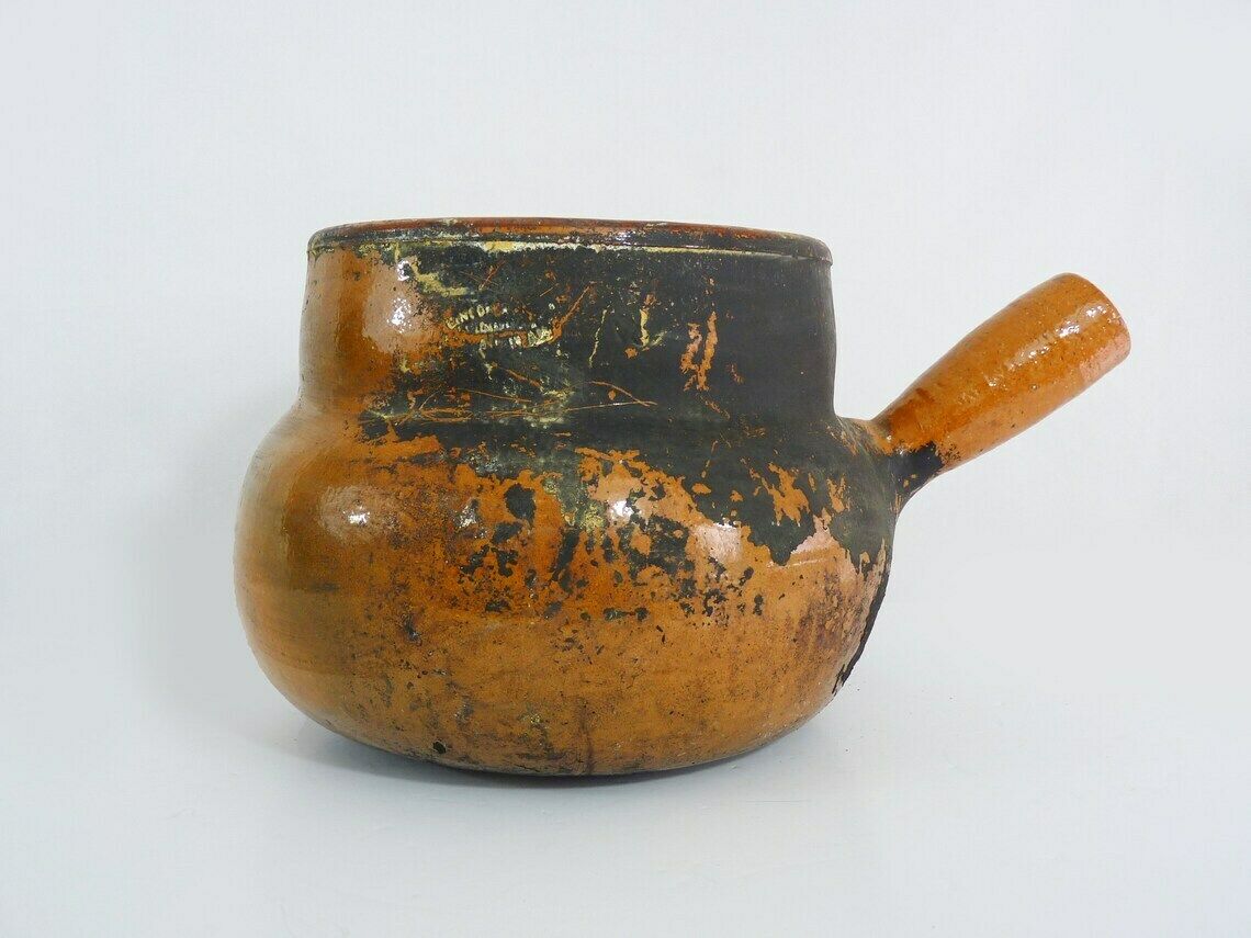 Old Large Spinning Top Glazed Terracotta Pottery High Pyrenees Stamp