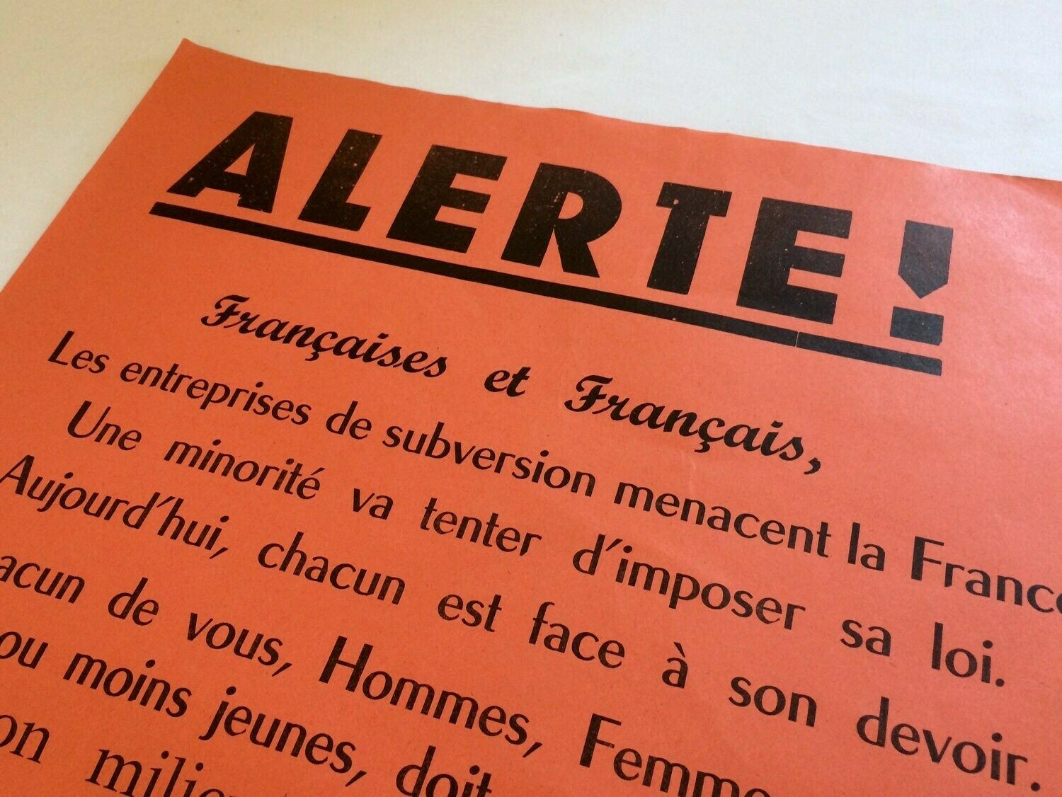 Rare Original Poster May 68 "Alert!" By "The Defense Committees For The Republic". France 1968
