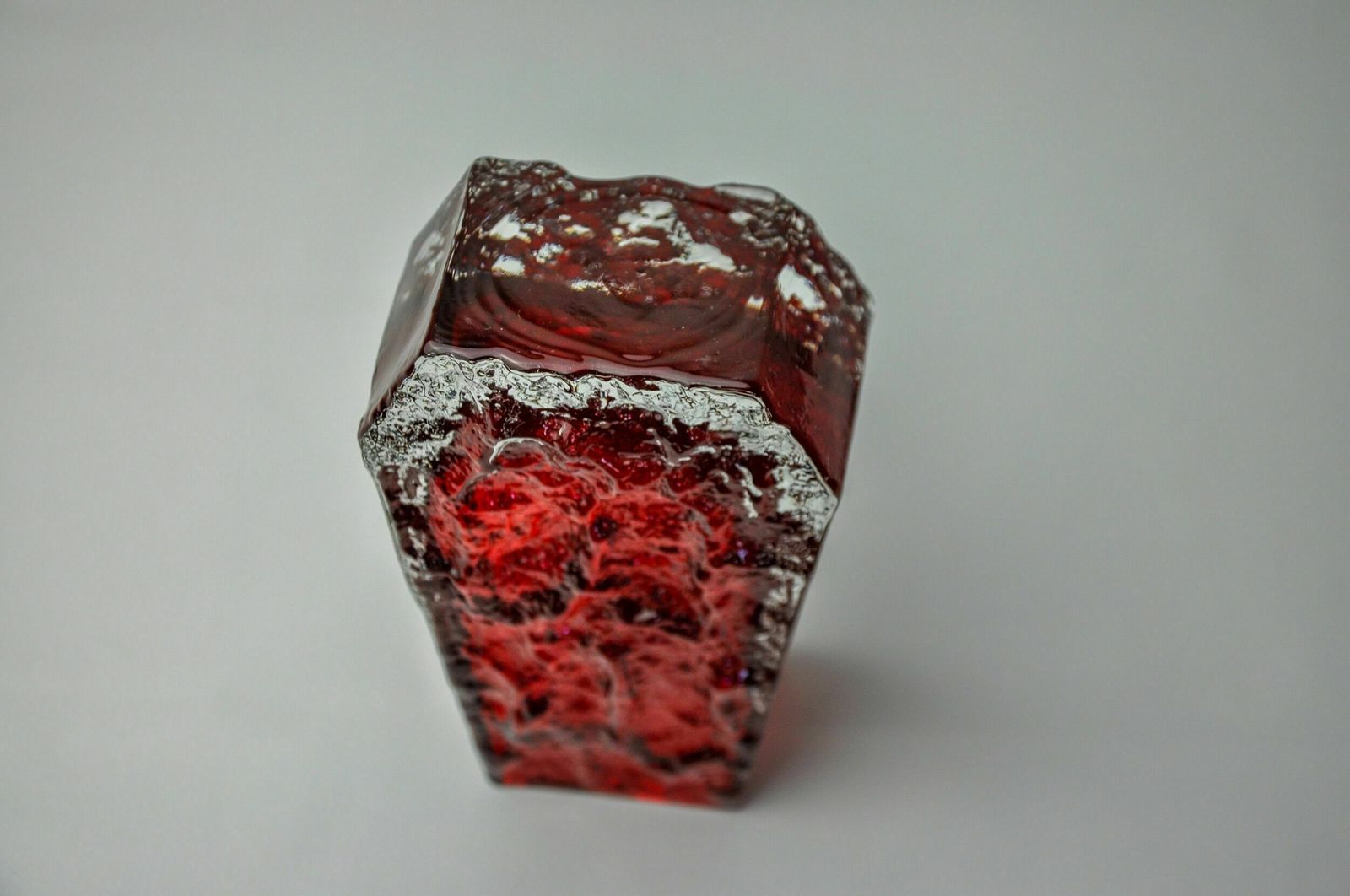 Red Sommerso Ice Effect Vase By Seguso, Murano, Italy, 1970 photo buy