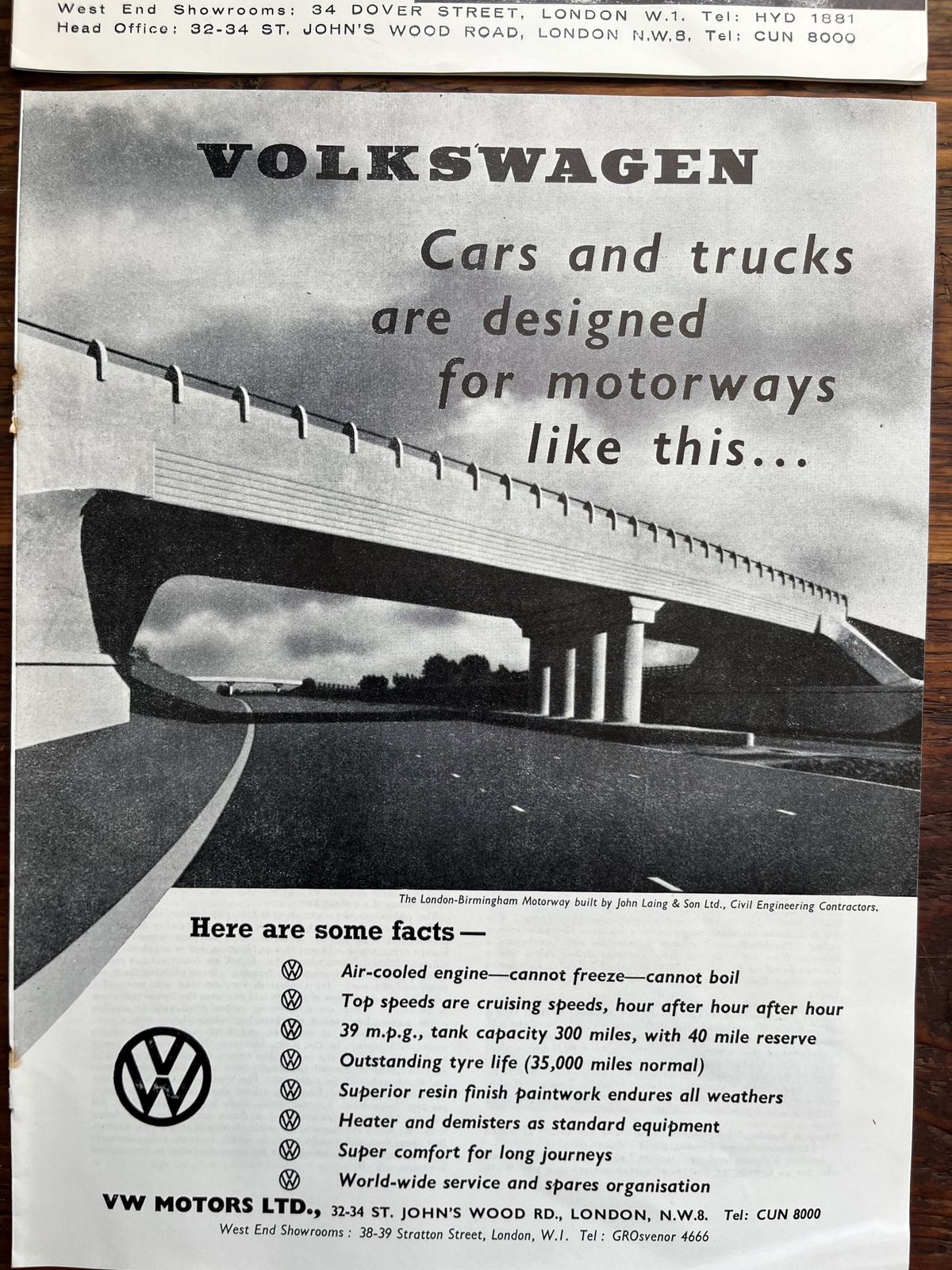 Original Volkswagen Advertising Print 1960s photo vinterior