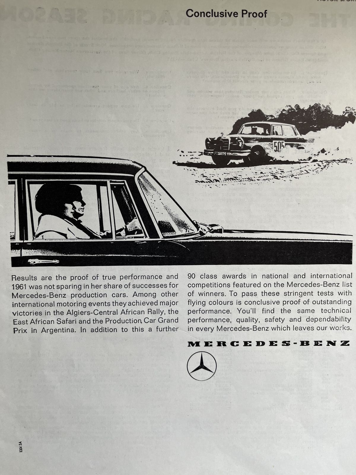 Original Mercedes Benz Advertising Print 1960s photo Art