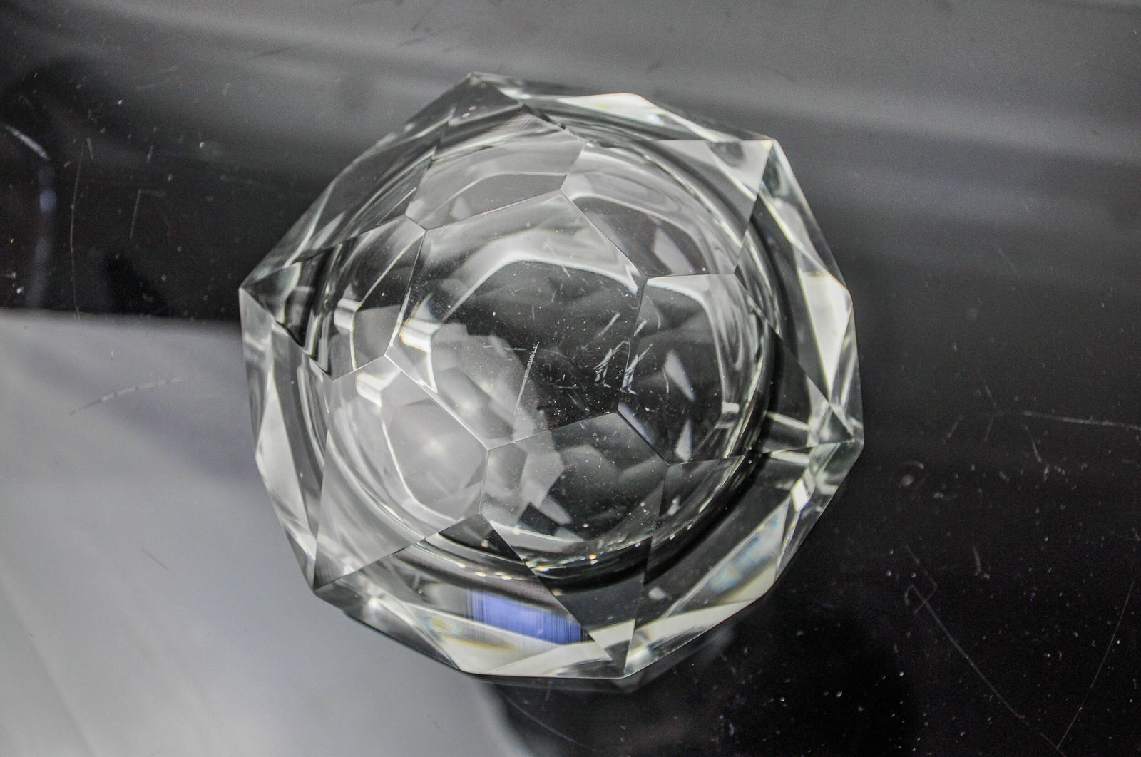Ashtray Sommerso Grey By Seguso, Faceted Glass, Murano, Italy, 1970 photo 504.0